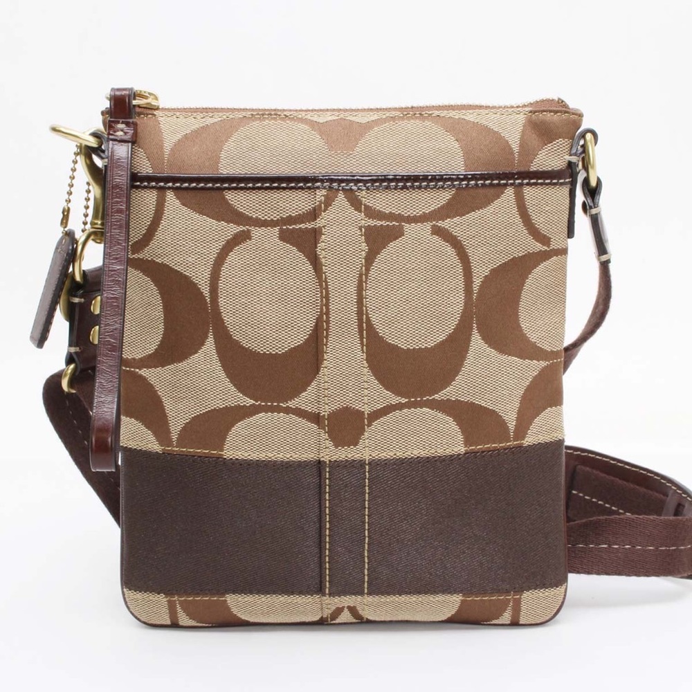 COACH Signature Cross Body Bag Canvas Brown